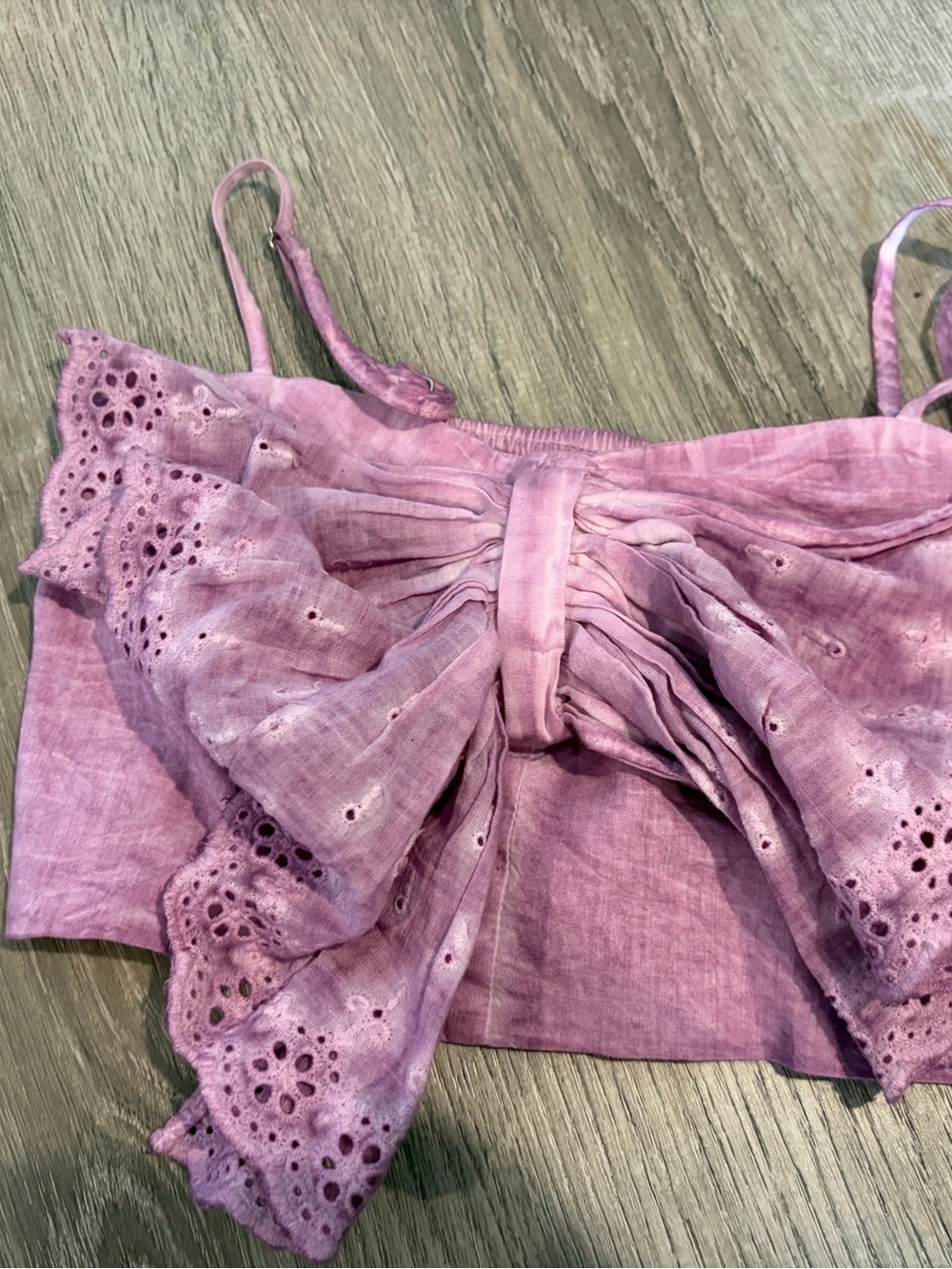 Katie J NYC Pink Eyelet Bow Crop Top